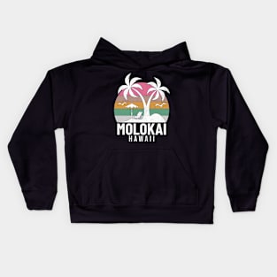 Molokai Beach Hawaii Palm Tree Summer Kids Hoodie